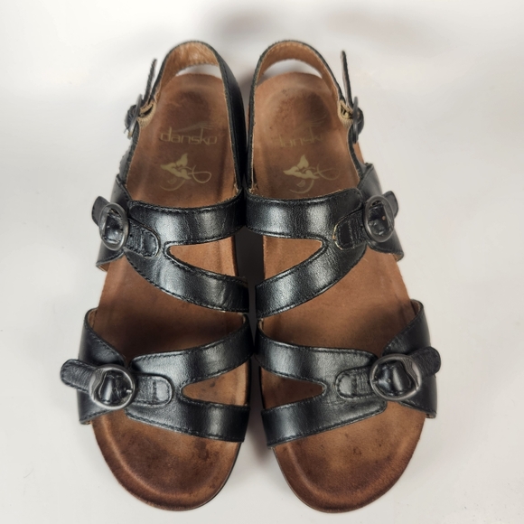 DANSKO Women's Jameson Sandal 7 EU 37 Black Leather Slingback Comfort Shoe - Picture 6 of 10